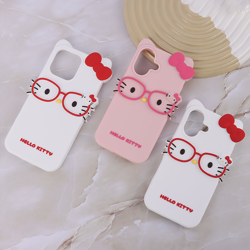 قاب سیلیکونی طرح Hello Kitty عینک دار برای آیفون 13