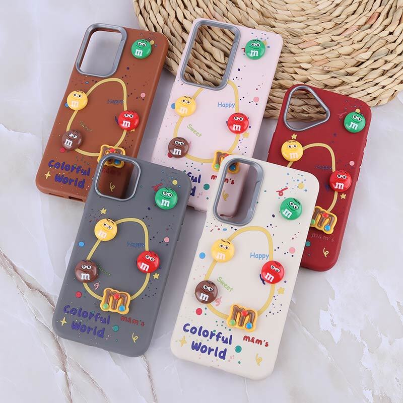 قاب چرمی ژله ای Leather طرح M&M برجسته برای A32 4G
