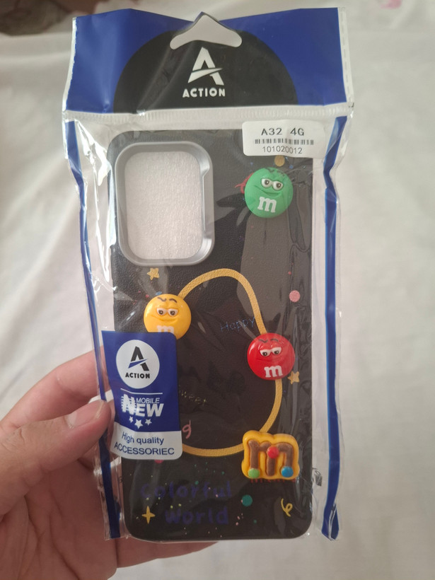 قاب چرمی ژله ای Leather طرح M&M برجسته برای A32 4G