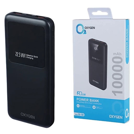 پاوربانک فست شارژ اکسیژن OX-100 PD 22.5W ظرفیت 10000 میلی آمپر ساعت