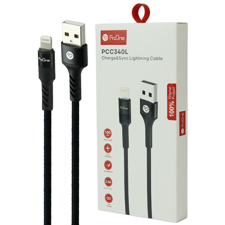 کابل لایتنینگ فست شارژ 2.4 آمپر پرووان PCC340L طول 1 متر