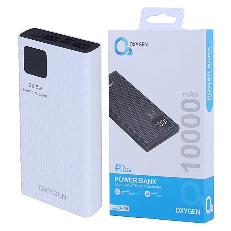 پاور بانک فست شارژ اکسیژن OX-170 PD 22.5W ظرفیت 10000 میلی آمپر ساعت ( رنگ بندی رندوم )